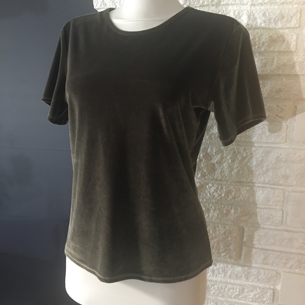 Vintage Gemilli Short Sleeve Crew Neck Velvet Top